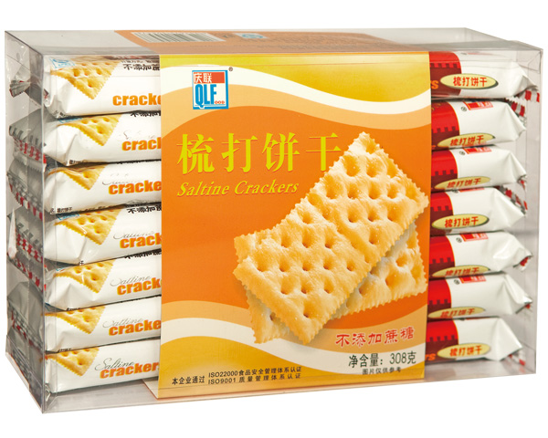 308g梳打饼透明胶盒装奶盐味